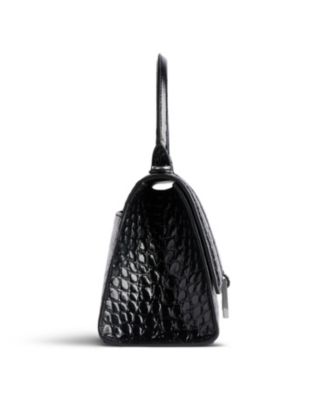 Hourglass Handbag Crocodile Embossed