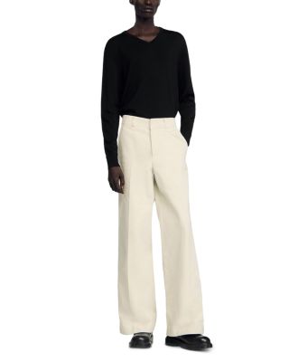 Vintage Wide Leg Canvas Trousers in White