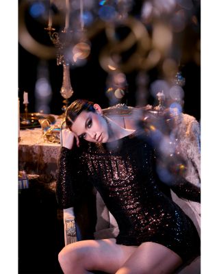 Nathalia Sequin Long Sleeve Mini Dress