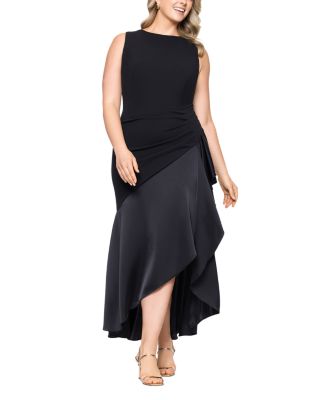 Plus Mixed Media Ruffle Gown