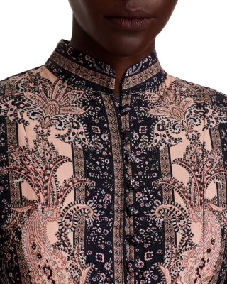 Mandarin Collar Midi Dress