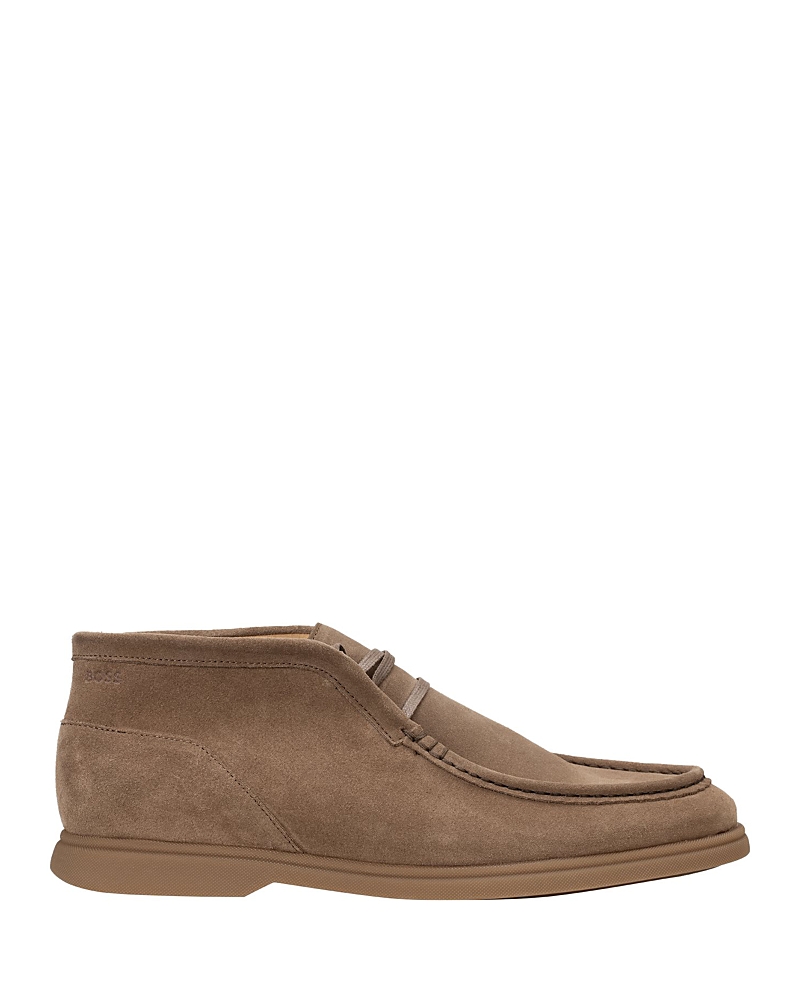 Hugo Boss Beige Stitching Details Desert Boots In Brown