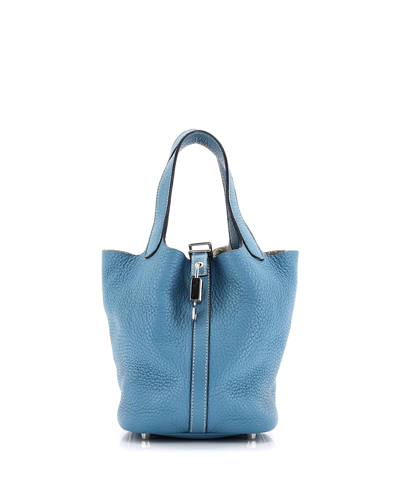 Pre-owned Pre-owned Hermes Hermes Pm Picotin Lock Bag Clemence In Blue
