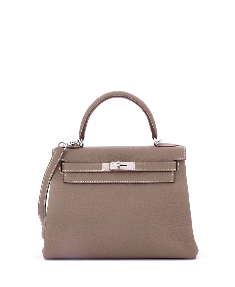 Pre-owned Pre-owned Hermes Hermes Kelly 28 Handbag Grey Togo With Palladium Hardware In Brown