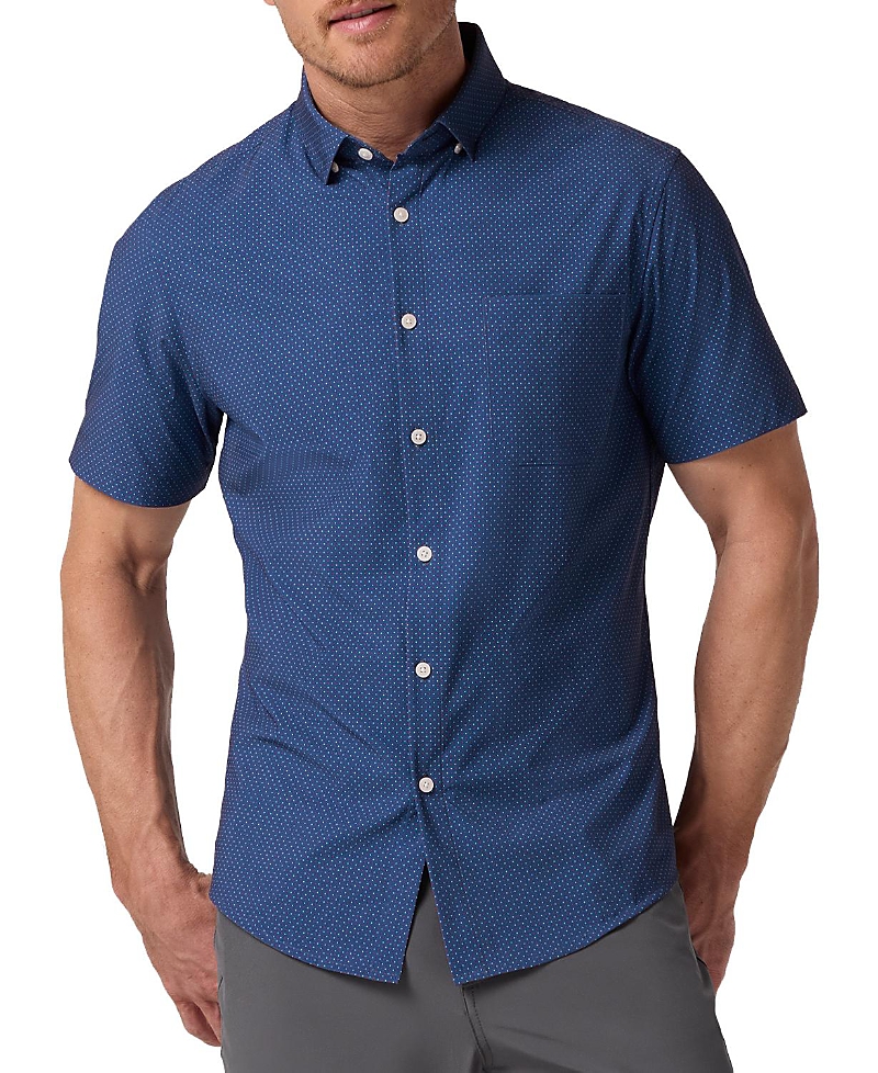 Mizzen + Main Mizzen+main Leeward Trim Fit Neat Short Sleeve Stretch Button-up Shirt In Multi