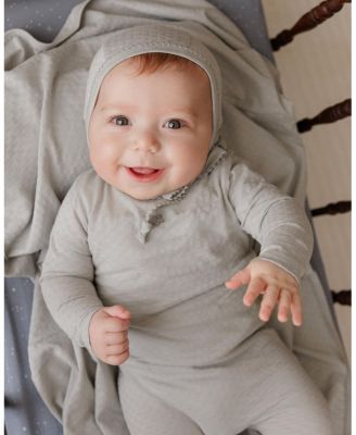  Unisex Heart and Star Button Pointelle Collection - Footie + Bonnet - Baby