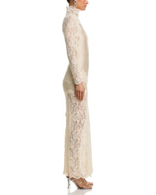 Floral Lace Mock Neck Maxi Dress