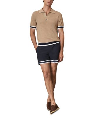 Callie Striped Cuff Perforated Polo Shirt