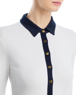 The Knit Contrast Polo Top