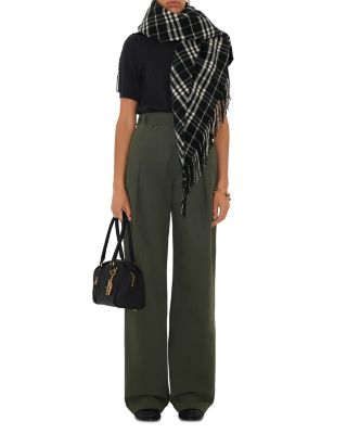 Black and Calico Check Wool Cashmere Cape