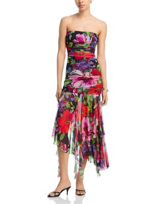 AQUA - Floral Mesh Midi Dress - Exclusive