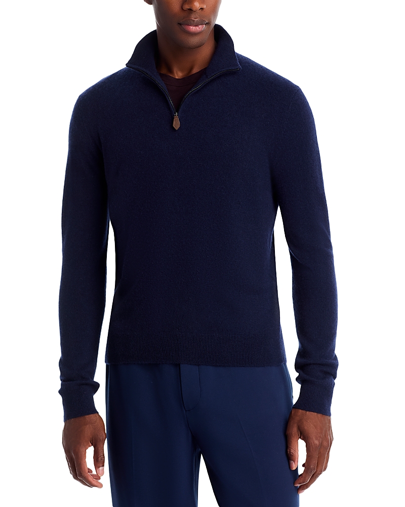 The Men's Store At Bloomingdale's Cashmere Half-zip Sweater - Exclusive In Blue