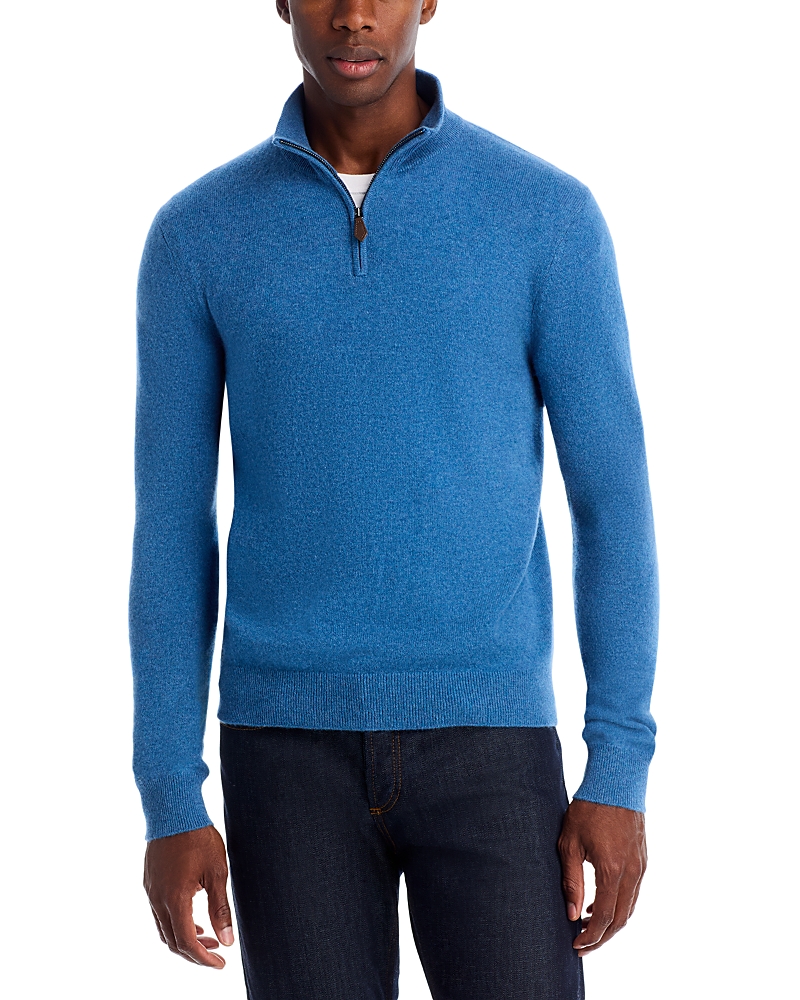 The Men's Store At Bloomingdale's Cashmere Half-zip Sweater - Exclusive In Blue