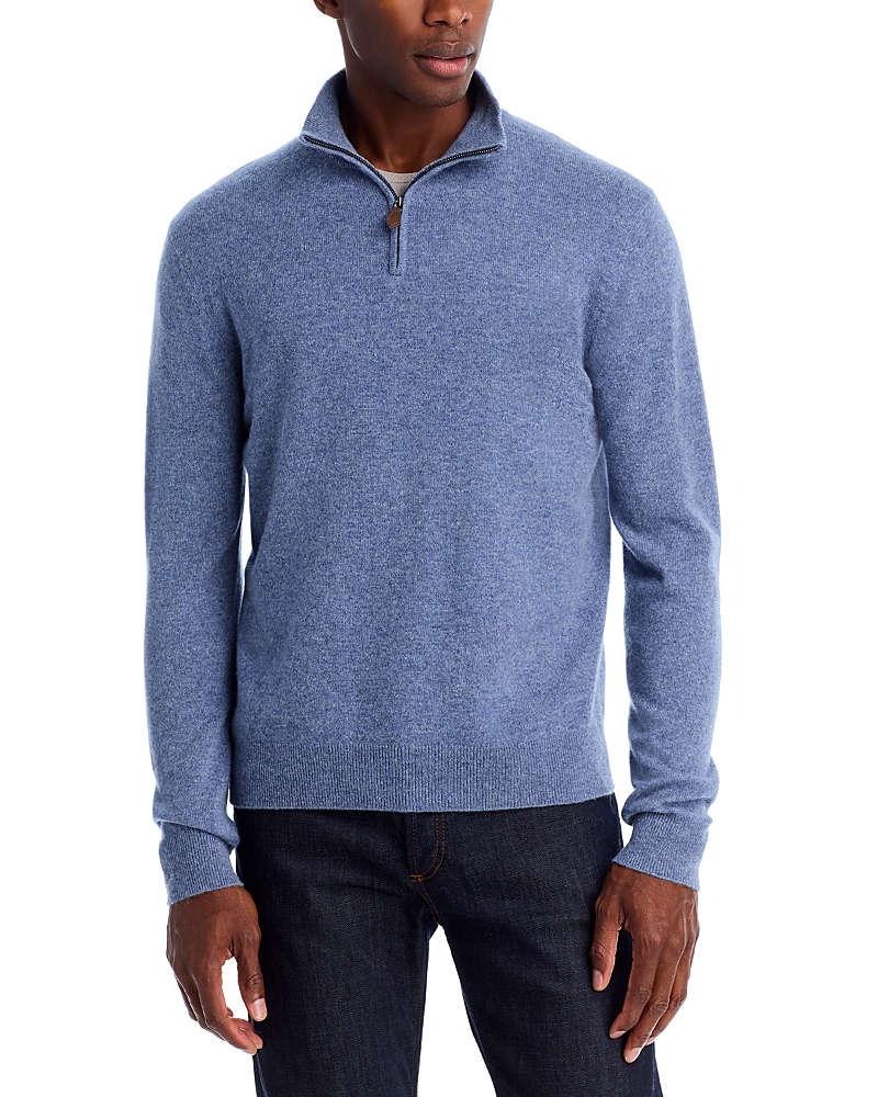 The Men's Store At Bloomingdale's Cashmere Half-zip Sweater - Exclusive In Blue