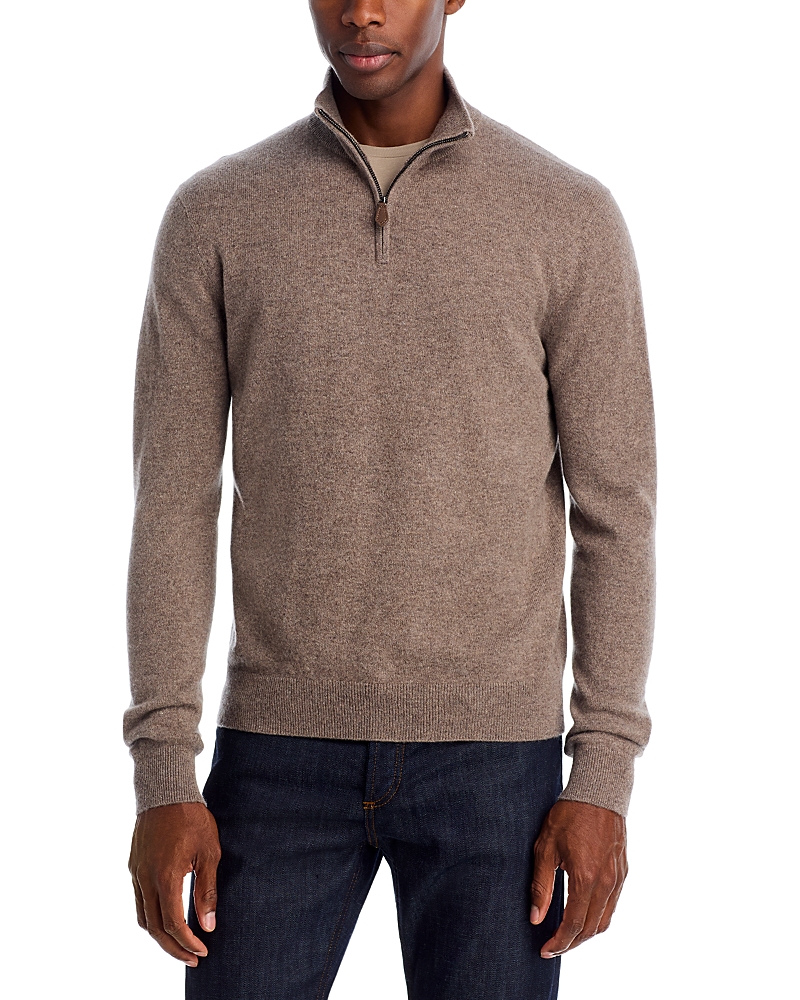 The Men's Store At Bloomingdale's Cashmere Half-zip Sweater - Exclusive In Brown