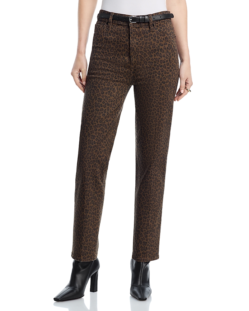 Frame Le Sylvie High Rise Slim Jeans In Leopard Print In Brown