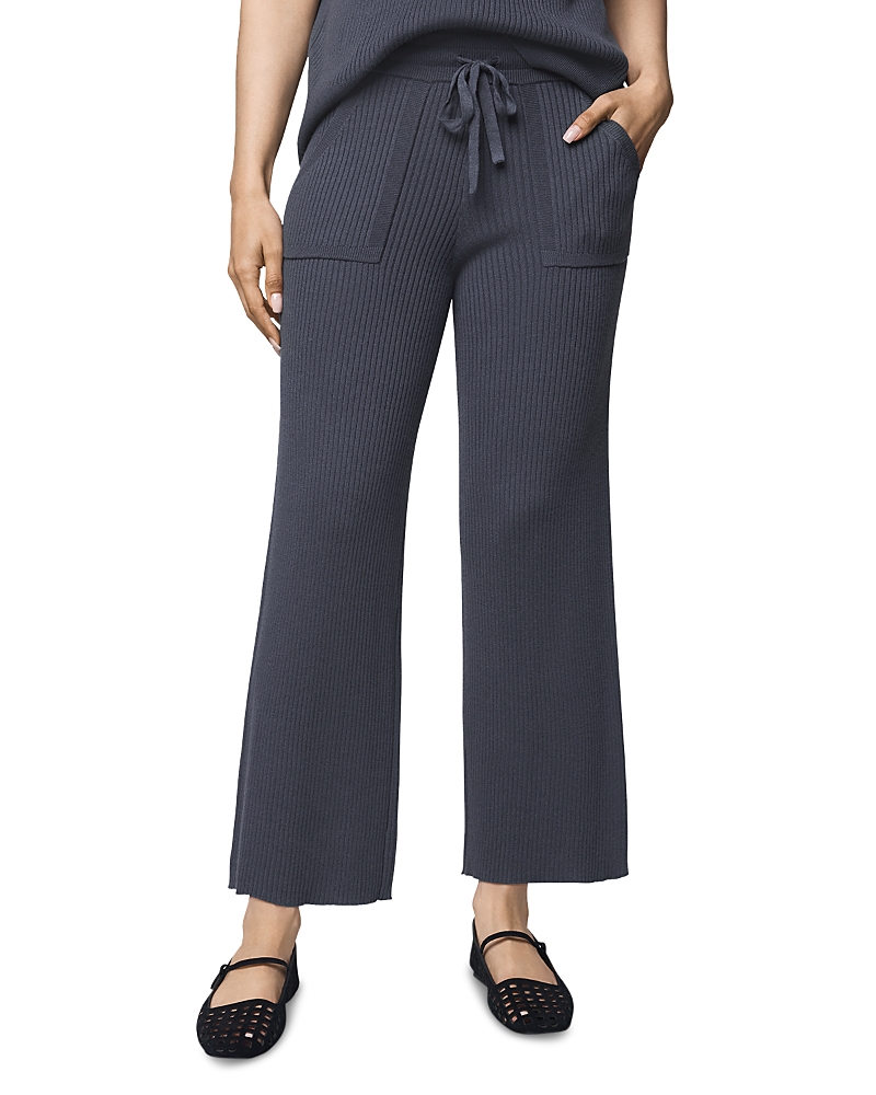Splendid Georgie Rib Wide Leg Crop Pants In Gray