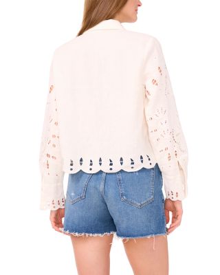 Embroidered Scallop Hem Blouse