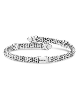 Sterling Silver Embrace Caviar Bead Bypass Bracelet