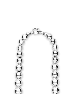 Sterling Silver Caviar Bubbly Graduated Bead Collar Necklace, 18"