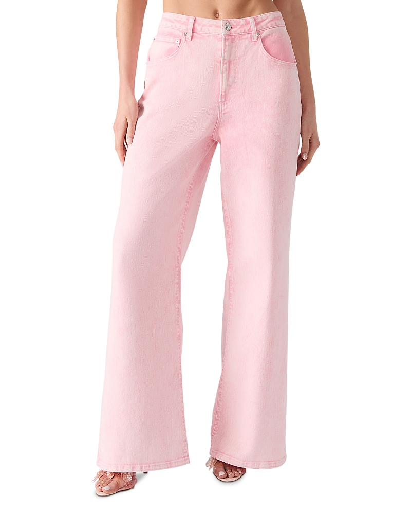 Steve Madden High Rise Wide Leg Jeans in Prism Pink