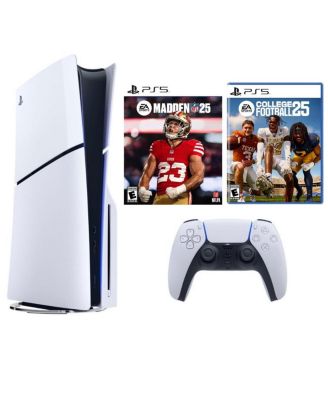 PS5 Playstation 5 Slim Disc Bundle with Madden NFL 25 Game & College Football 25 Game