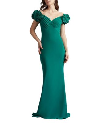 Avenne Rosette-Embellished Gown