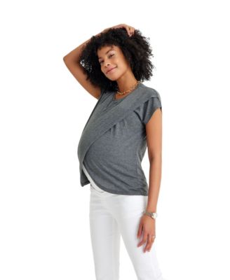 Handy Crossover Short Sleeve Cotton Maternity/Nursing Top