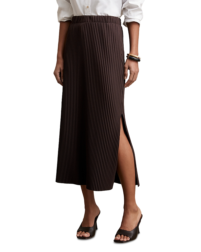 Reiss Pippa Pleated Midi Skirt In Brown