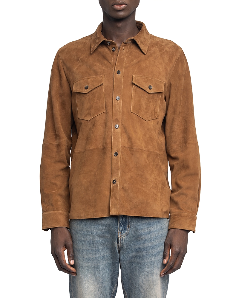 Zadig & Voltaire Sergy Light Suede Shirt Jacket In Brown