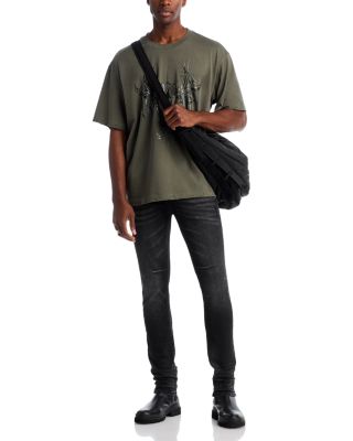 Pintuck Skinny Jeans in Graphite Fade