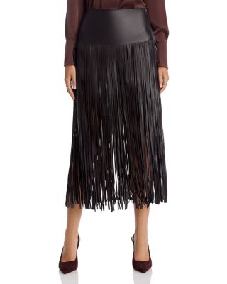 Monte Leather Fringe Skirt