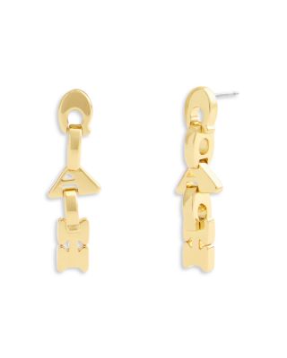 COACH - Jumbled Signature Logo Link Linear Drop Earrings