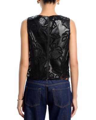 Lace Faux Leather Tank Top - Exclusive