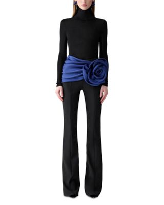 Draped Waist Rosette Bootcut Pants