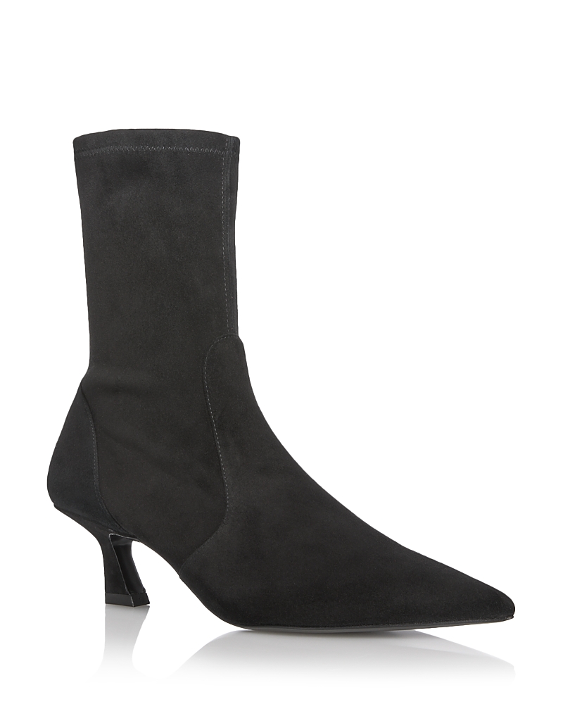 Stuart Weitzman Naomi Stretch Suede Ankle Booties In Black