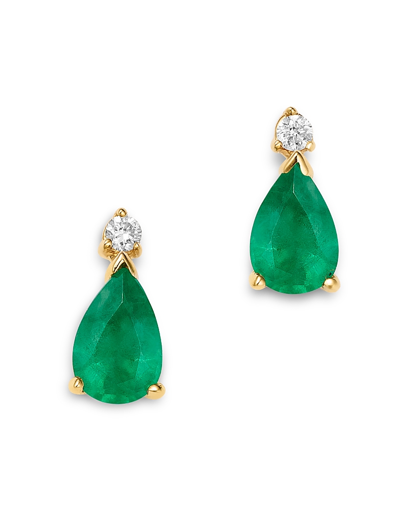 Bloomingdale's Fine Collection Stone & Diamond Pear Stud Earrings In 14k Yellow Gold In Multi