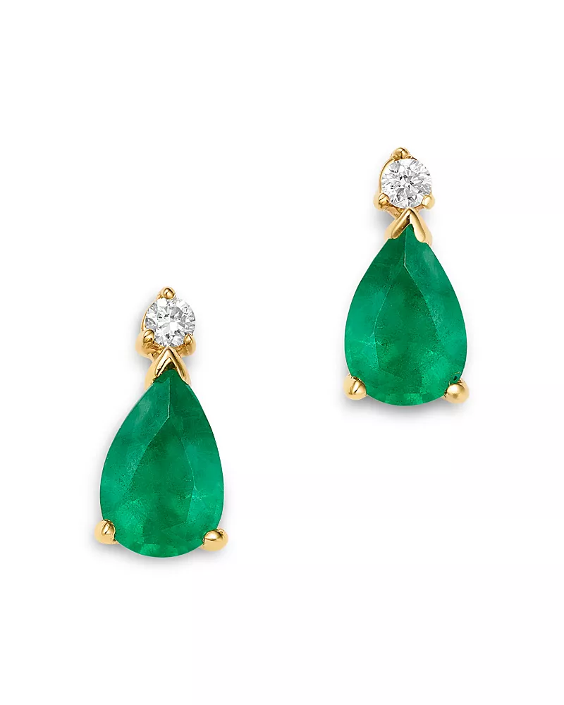 Bloomingdale's Fine Collection Stone & Diamond Pear Stud Earrings in 14K Yellow Gold