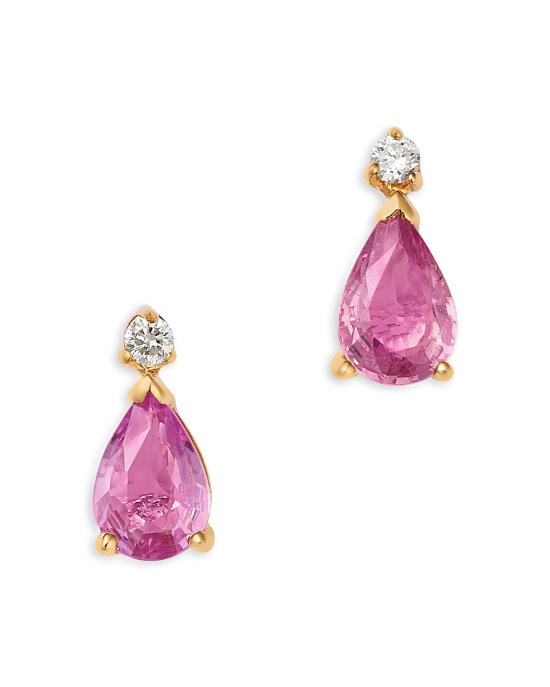 Bloomingdale's Fine Collection Stone & Diamond Pear Stud Earrings In 14k Yellow Gold