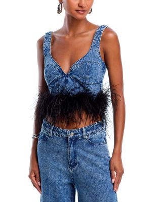 Feather Denim Cropped Top & Feather High Rise Jeans in Indigo - Exclusive
