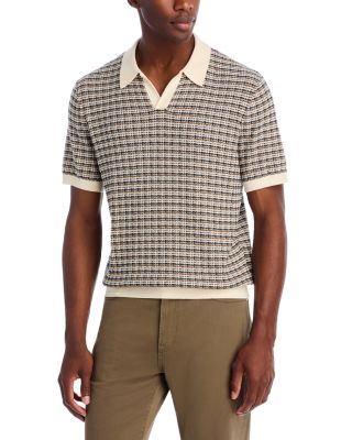 Plaid Johnny Collar Sweater Polo