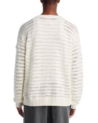 Sheer Striped Crewneck Sweater