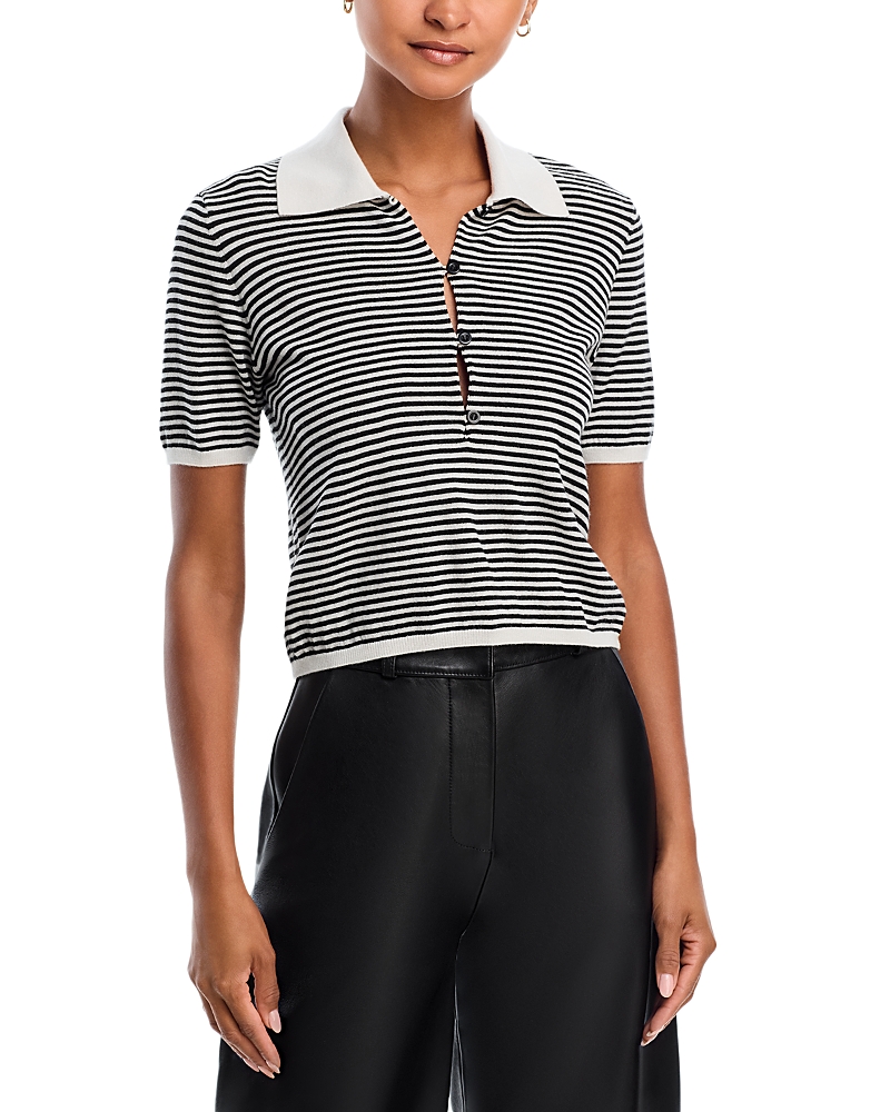 Frame Womens Cream Multi The Smart Polo Stripe Wool Knitted Shirt Xs In Multi