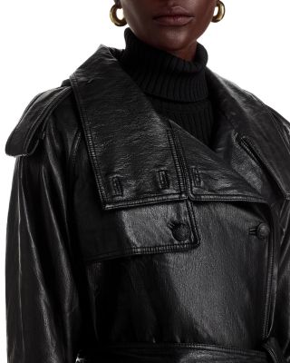 Tony Faux Leather Trench Coat