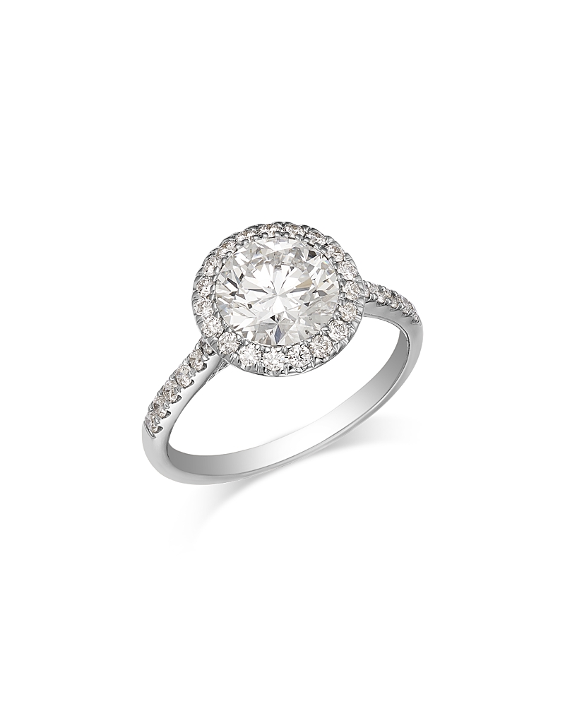 Bloomingdale's Fine Collection Certified Lab Grown Diamond Halo Engagement Ring In 18k White Gold, 3.0 Tcw In White