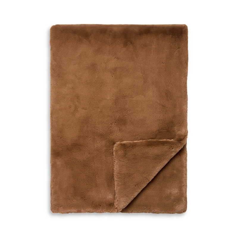 Aqua Big Rabbit Double Sided Faux Fur Throw Blanket - Exclusive In Brown