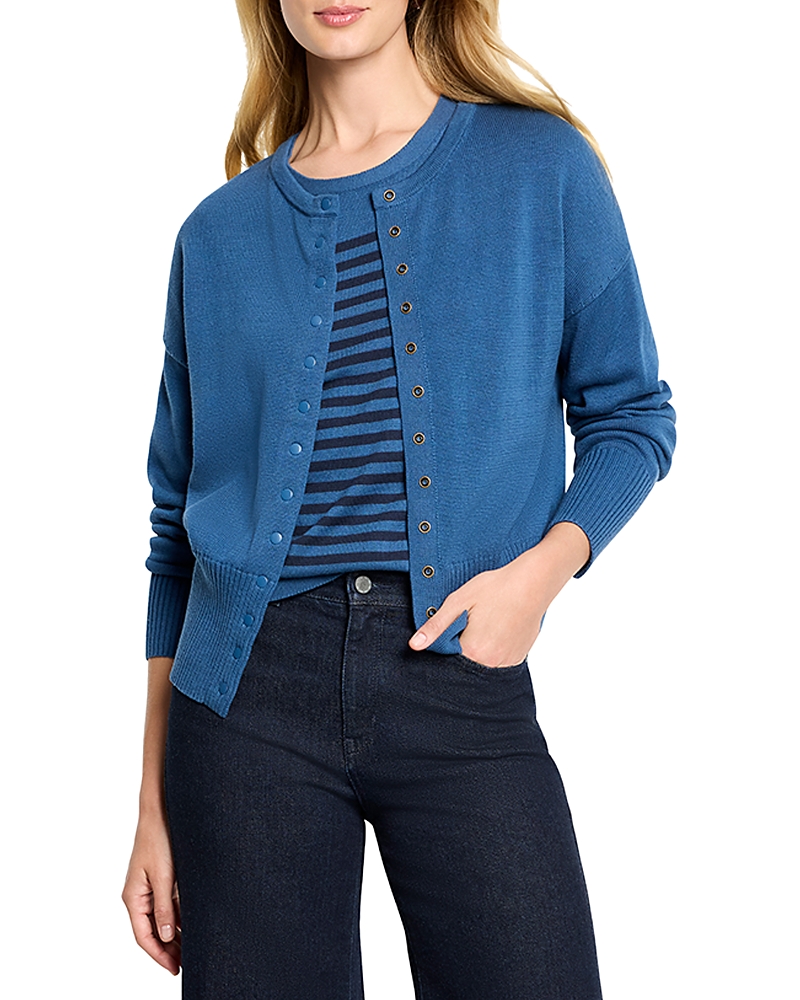 Nic + Zoe Nic+zoe Snap It Up Cardigan In Blue