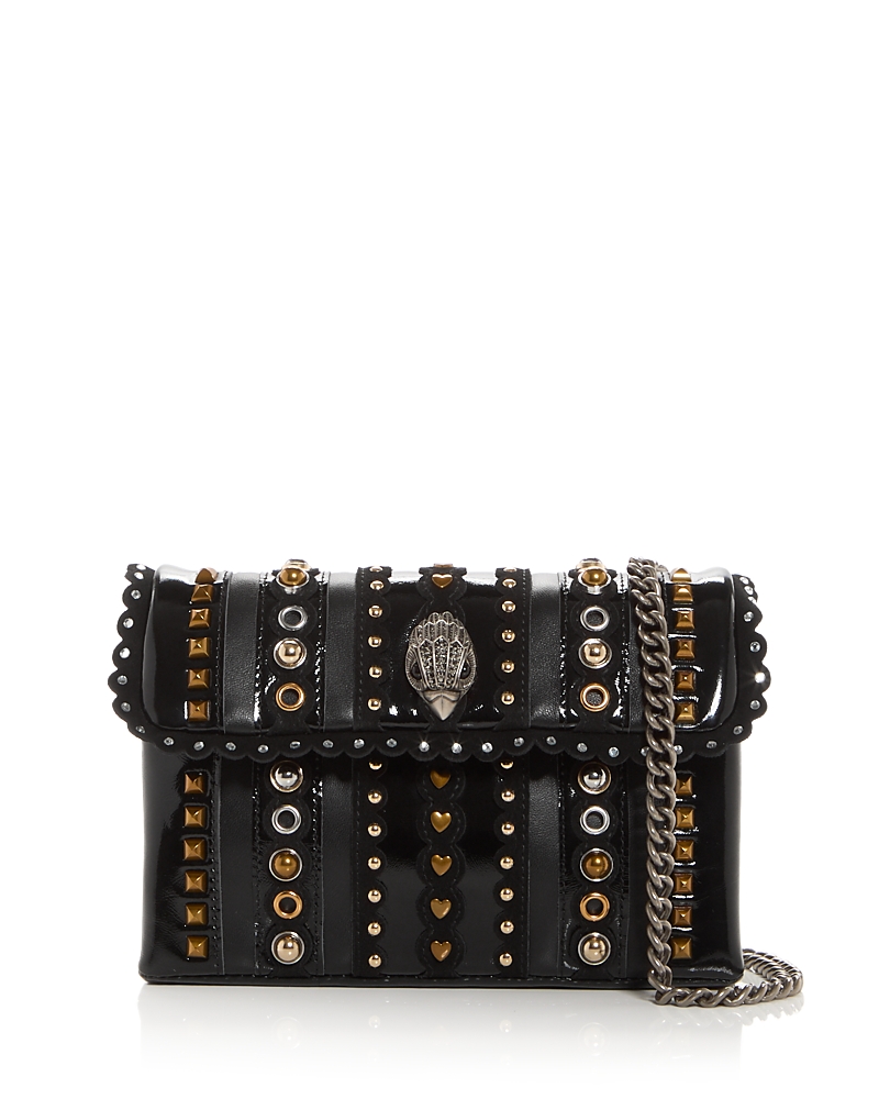 Kurt Geiger Medium Kensington Stud Leather Shoulder Bag In Gray