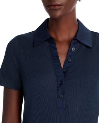 Rib Dress with Woven Placket 