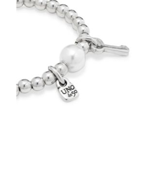 Sterling Silver Plated Beaded with A Pearl Bracelet